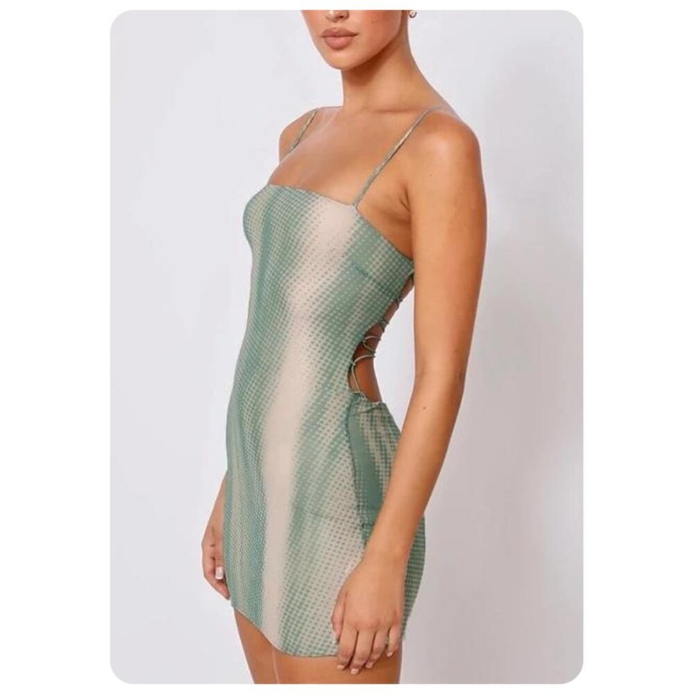 Tiger Mist Green and Cream Mini Dress